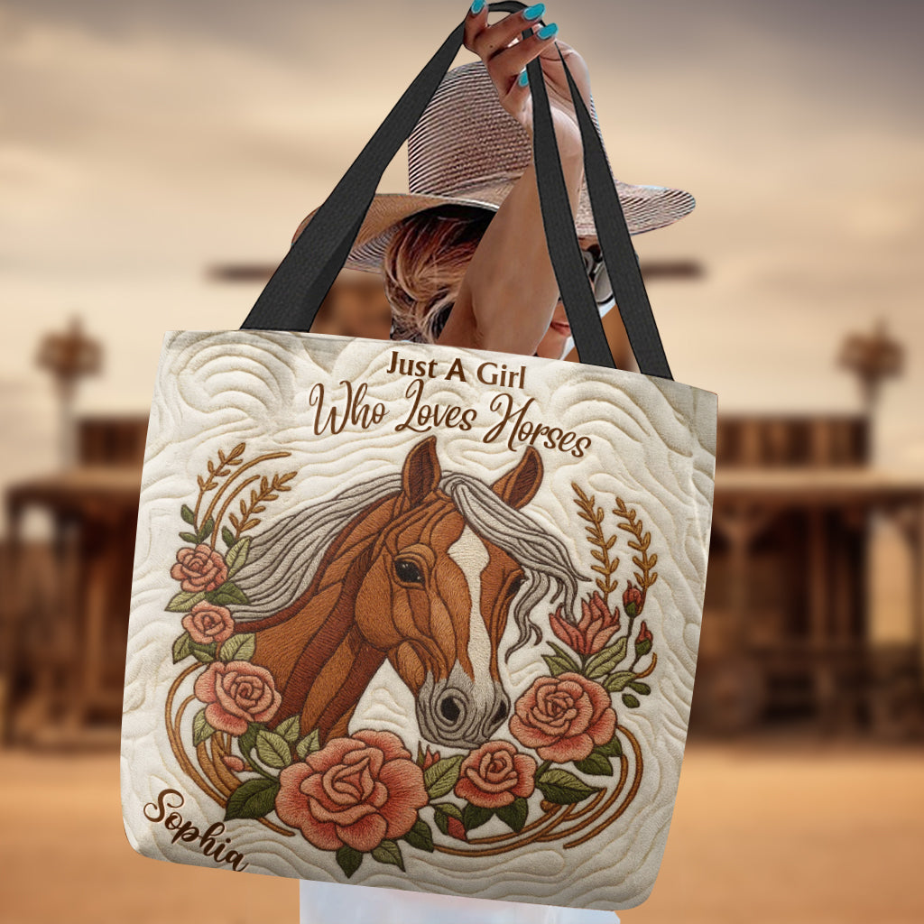 Just A Girl Who Loves Horses - Personalized Horse Tote Bag