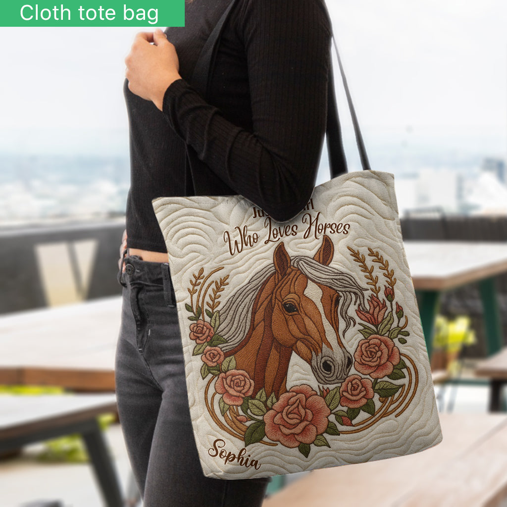Just A Girl Who Loves Horses - Personalized Horse Tote Bag
