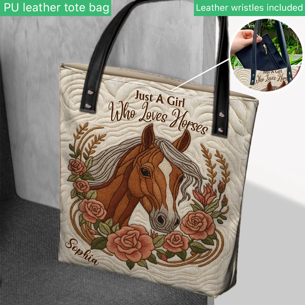 Just A Girl Who Loves Horses - Personalized Horse Tote Bag