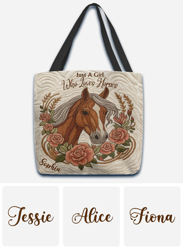 Just A Girl Who Loves Horses - Personalized Horse Tote Bag