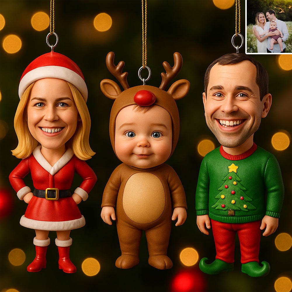 Christmas Gift For Family - Personalized Family Custom Made 3D Minifigure Ornament