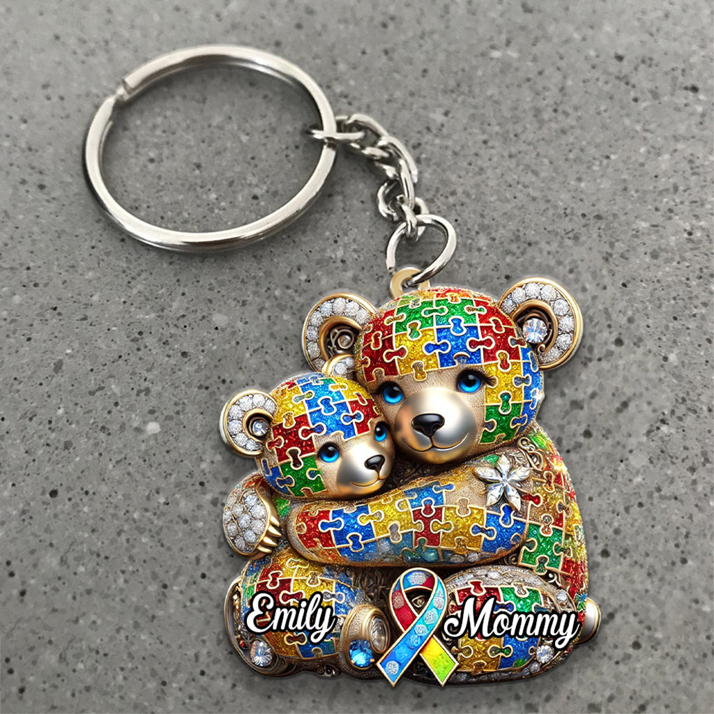 Mama Bear - Personalized Autism Awareness Keychain