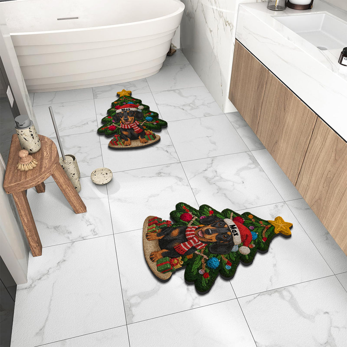 Christmas Dog - Personalized Dog Non-Slip Tufted Rug