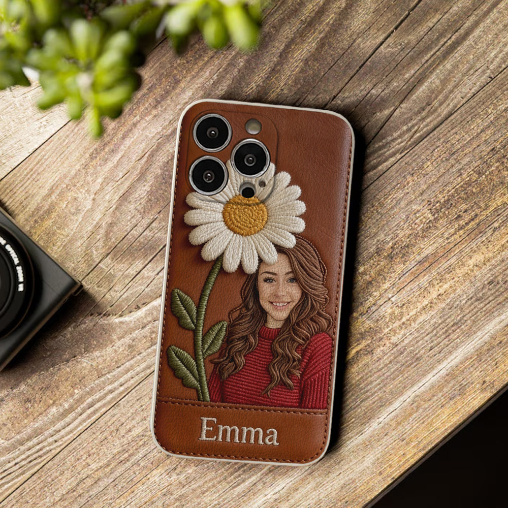 Custom Any Photo Birthmonth Flower - Personalized Self Love Leather Phone Case