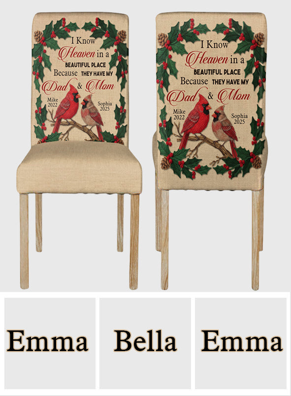 Heaven Is A Beautiful Place - Personalized Memorial Chair Cover Set