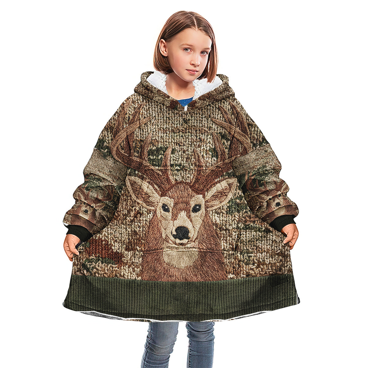 Deer Head - Personalized Hunting Blanket Hoodie