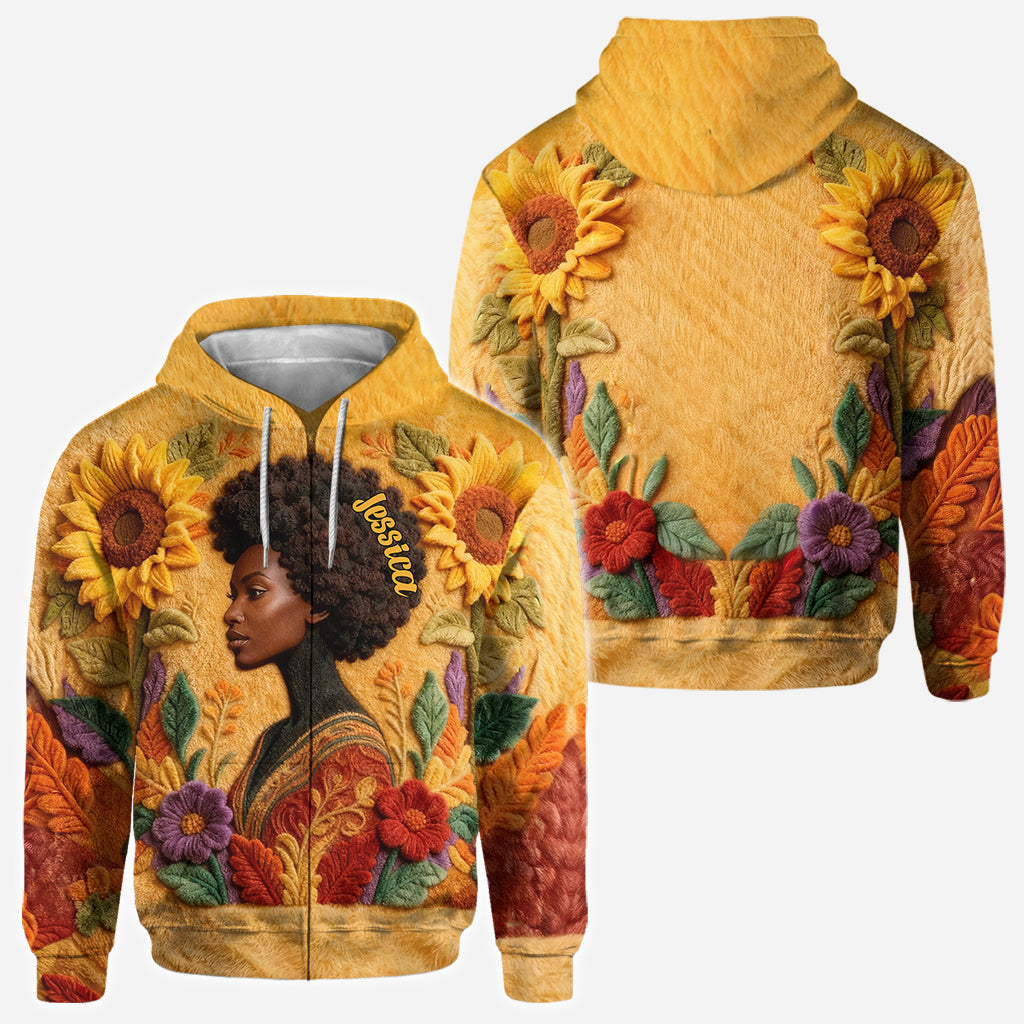 Schwarze Königin – Personalisiertes T-Shirt mit Allover-Print für Afroamerikanerinnen