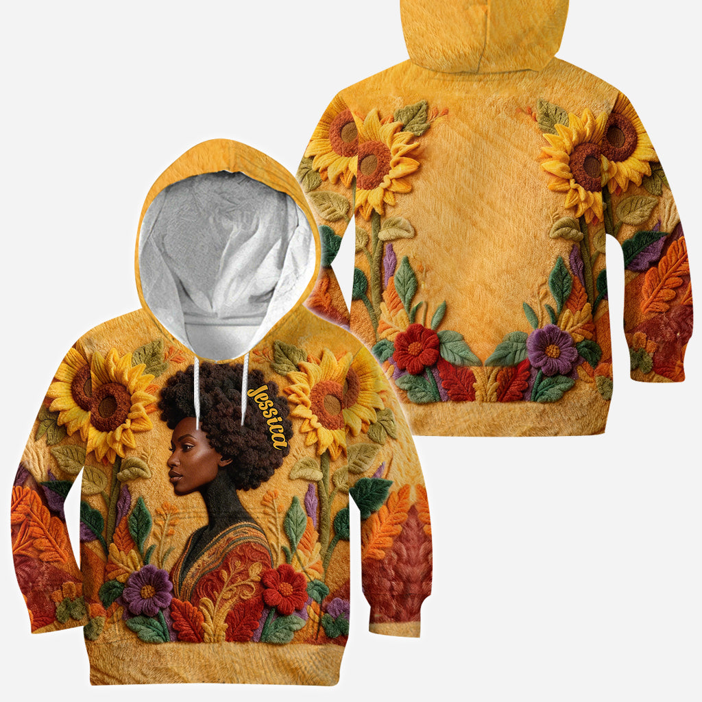 Schwarze Königin – Personalisiertes T-Shirt mit Allover-Print für Afroamerikanerinnen