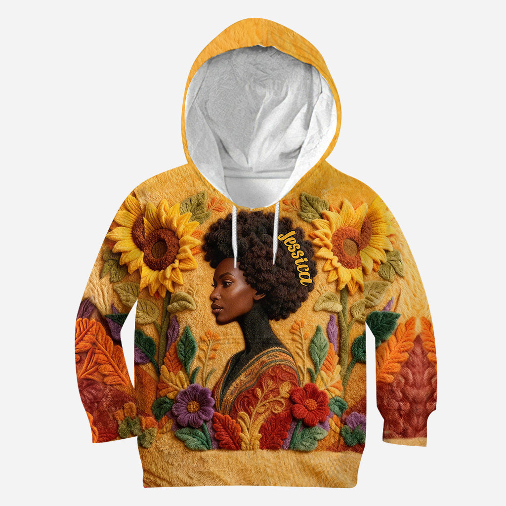 Schwarze Königin – Personalisiertes T-Shirt mit Allover-Print für Afroamerikanerinnen