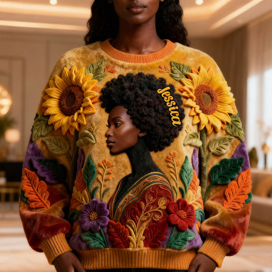 Schwarze Königin – Personalisiertes T-Shirt mit Allover-Print für Afroamerikanerinnen