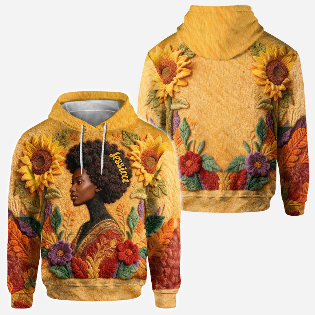 Schwarze Königin – Personalisiertes T-Shirt mit Allover-Print für Afroamerikanerinnen