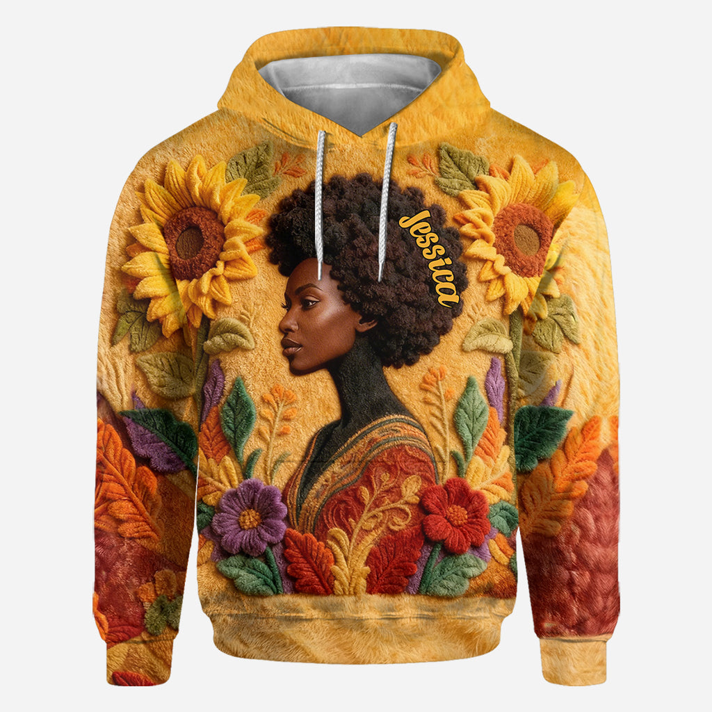 Schwarze Königin – Personalisiertes T-Shirt mit Allover-Print für Afroamerikanerinnen