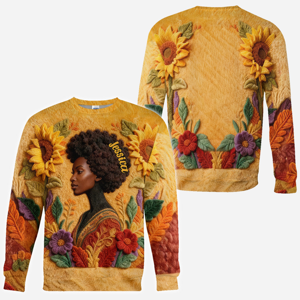 Schwarze Königin – Personalisiertes T-Shirt mit Allover-Print für Afroamerikanerinnen