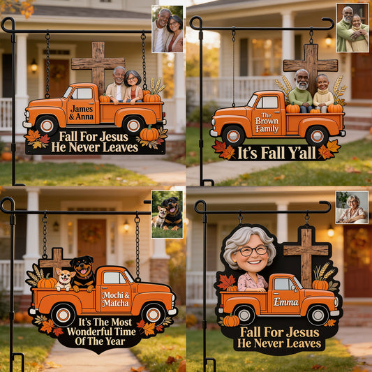 Happy Fall Y'all - Personalized Christian Wood Sign With Stake