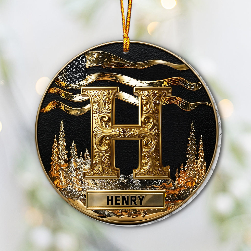 Custom Gold Initial For Family, Merry Christmas 2025 - Personalized Family Ornament