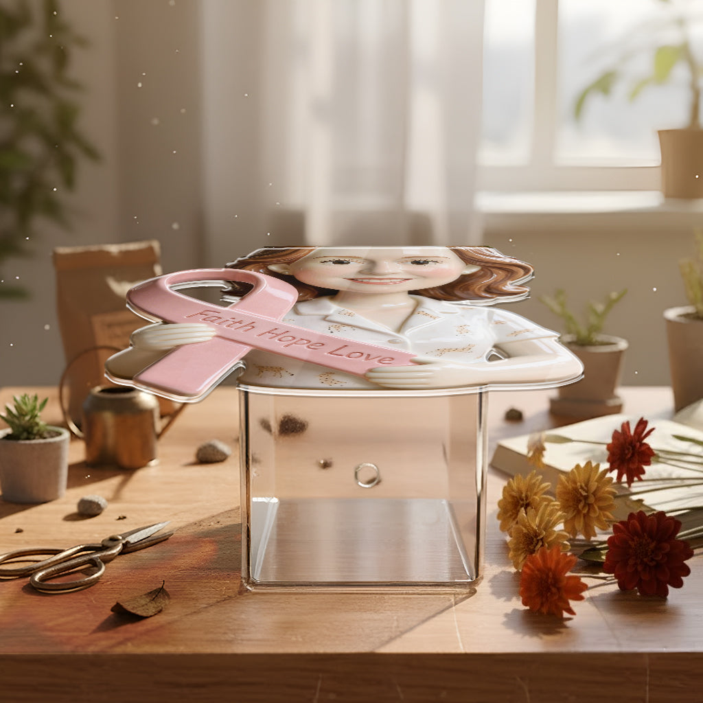 Custom Any Photo Breast Cancer Awareness - Personalized Breast Cancer Awareness Acrylic Pot