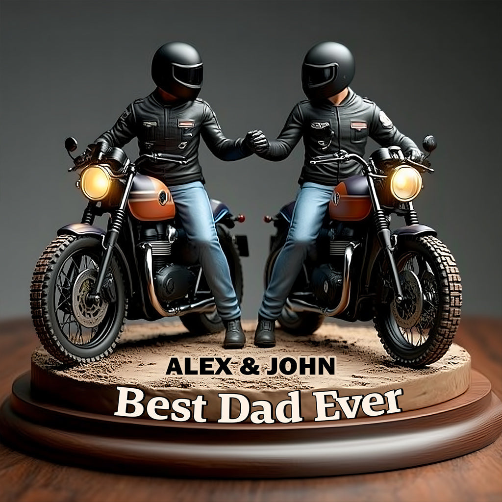 Old Biker Dad - Personalized Biker Custom Shaped Acrylic Plaque