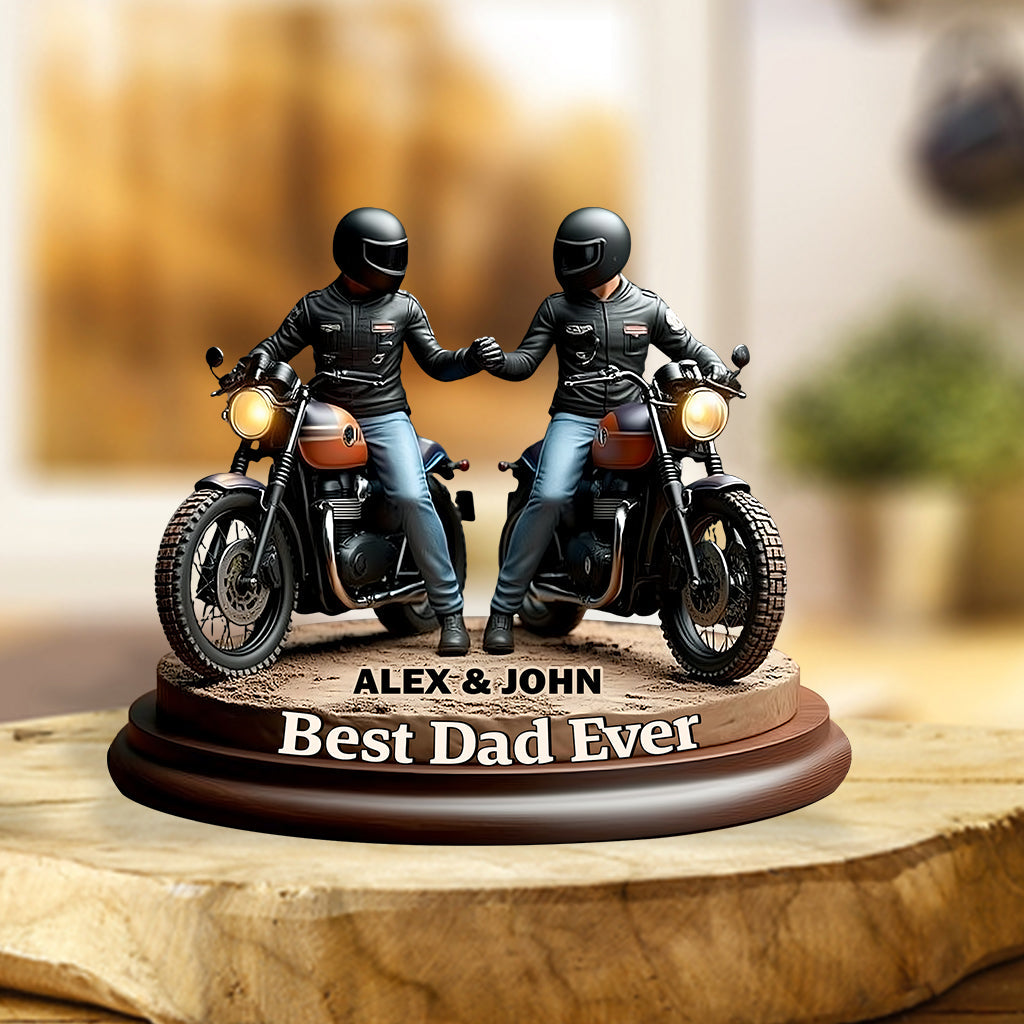 Old Biker Dad - Personalized Biker Custom Shaped Acrylic Plaque