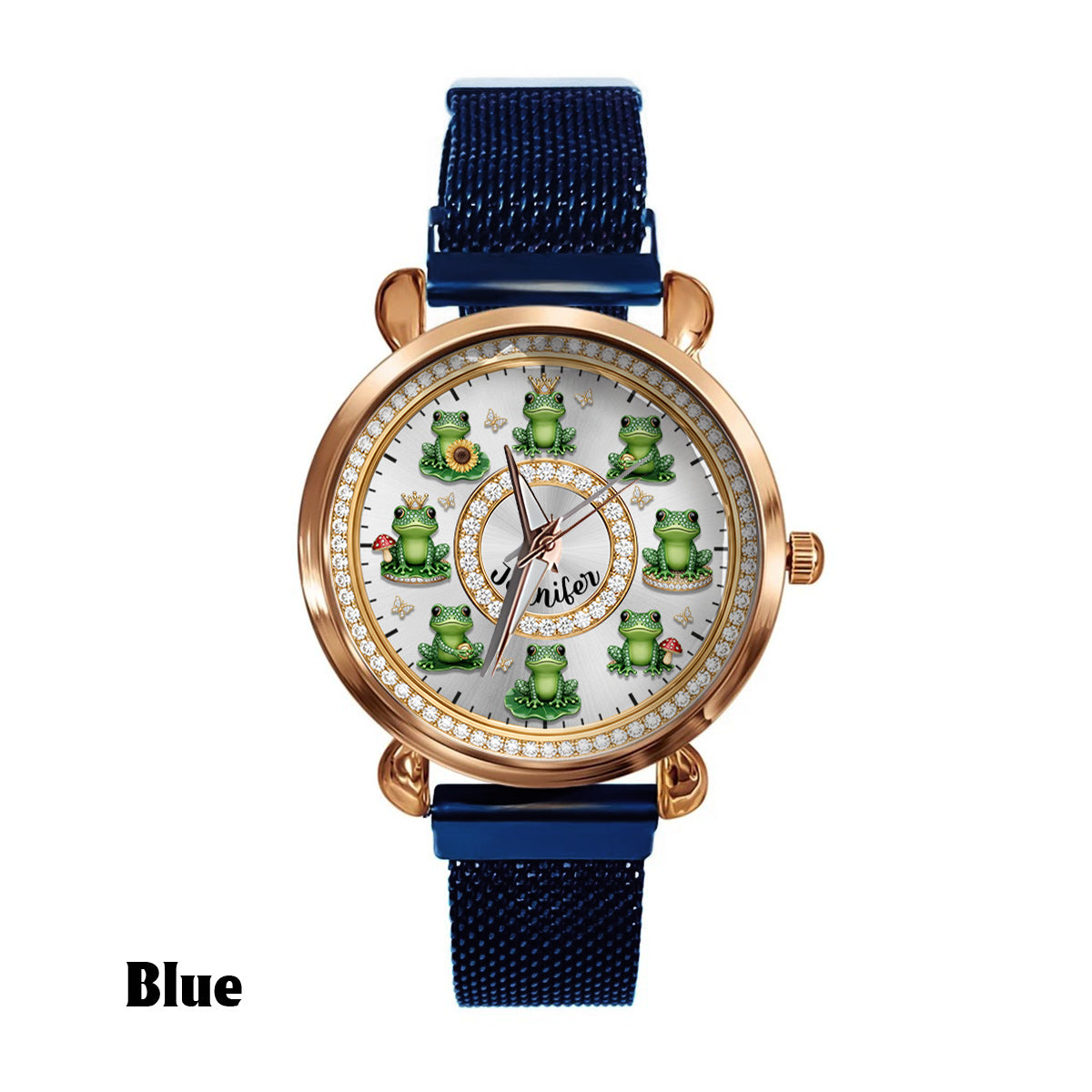 Montre-bracelet personnalisée pour femme « Love Frogs » - Motif grenouille