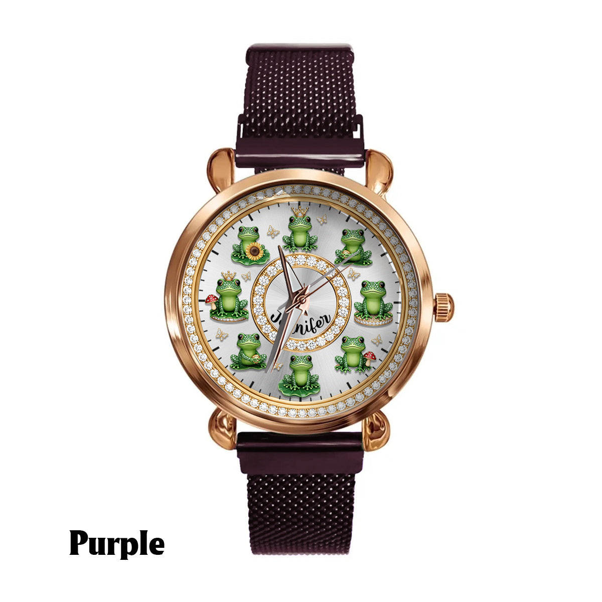 Montre-bracelet personnalisée pour femme « Love Frogs » - Motif grenouille