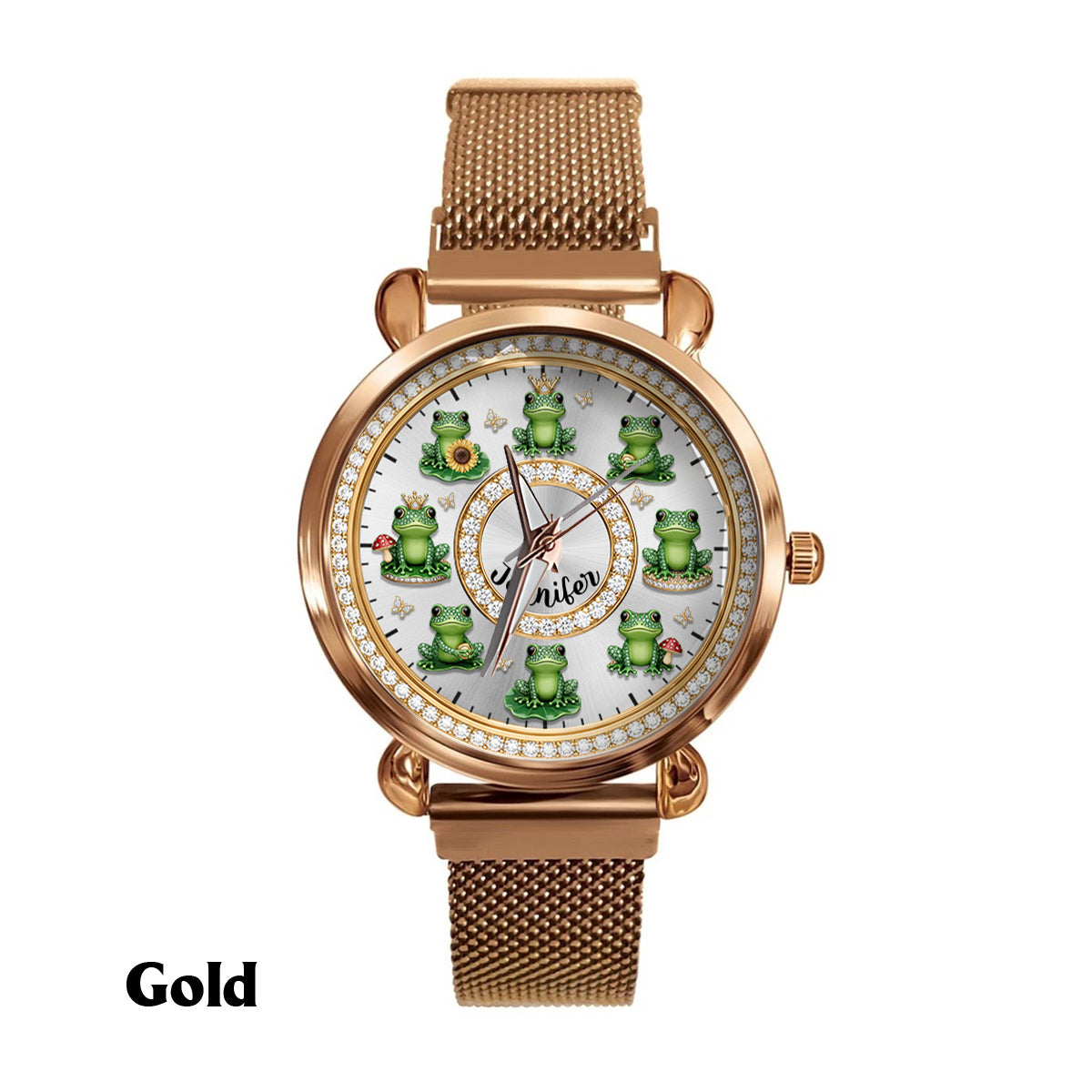 Montre-bracelet personnalisée pour femme « Love Frogs » - Motif grenouille