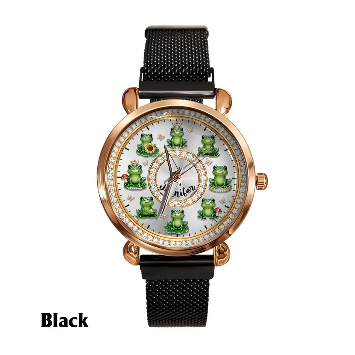 Montre-bracelet personnalisée pour femme « Love Frogs » - Motif grenouille