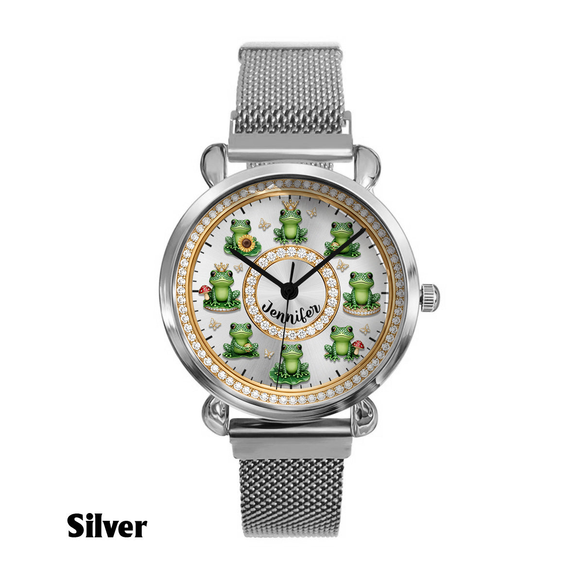 Montre-bracelet personnalisée pour femme « Love Frogs » - Motif grenouille