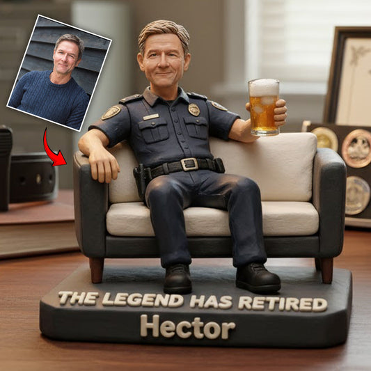 Die Legende ist im Ruhestand – Personalisierte Acrylplakette in individueller Form für Polizeibeamte