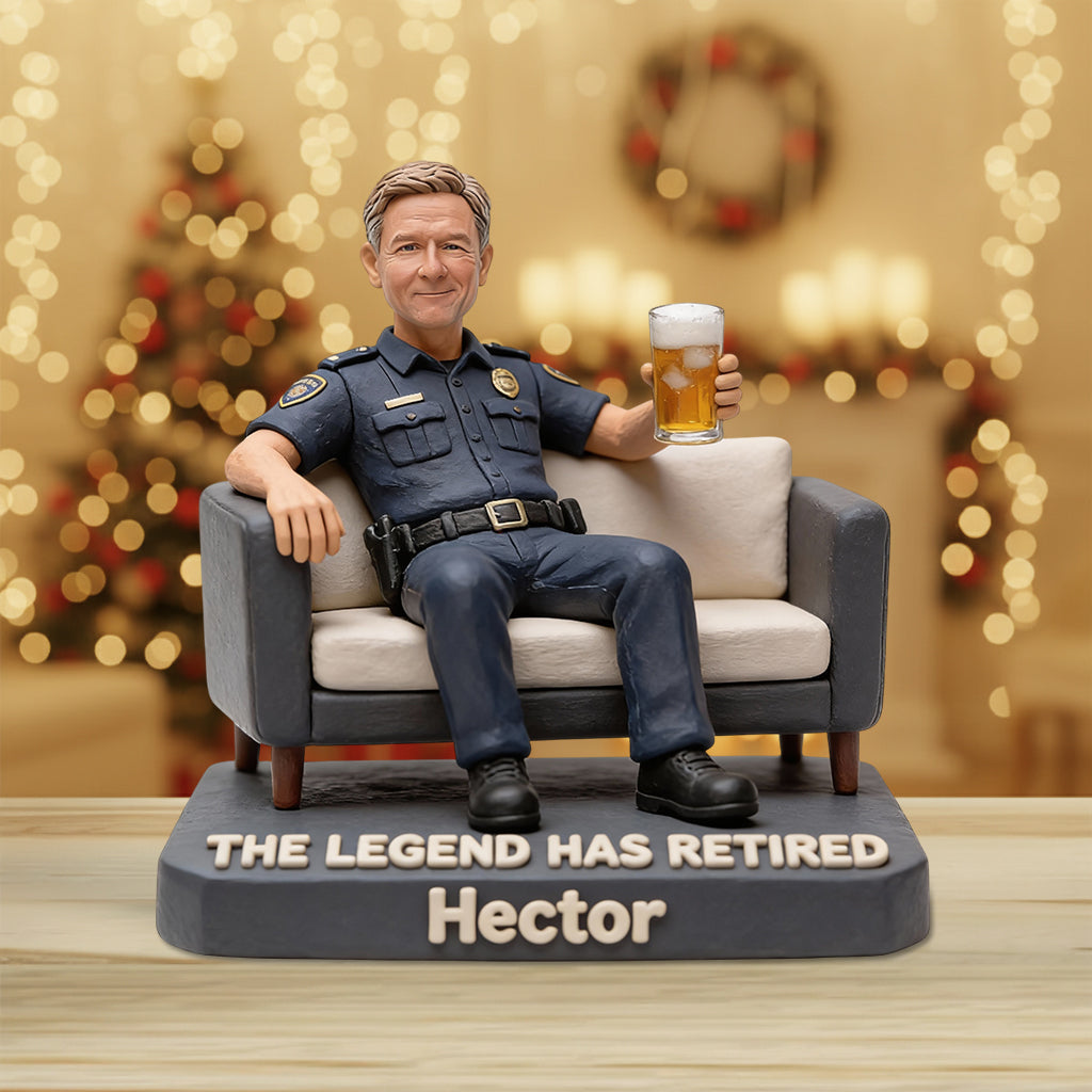 Die Legende ist im Ruhestand – Personalisierte Acrylplakette in individueller Form für Polizeibeamte