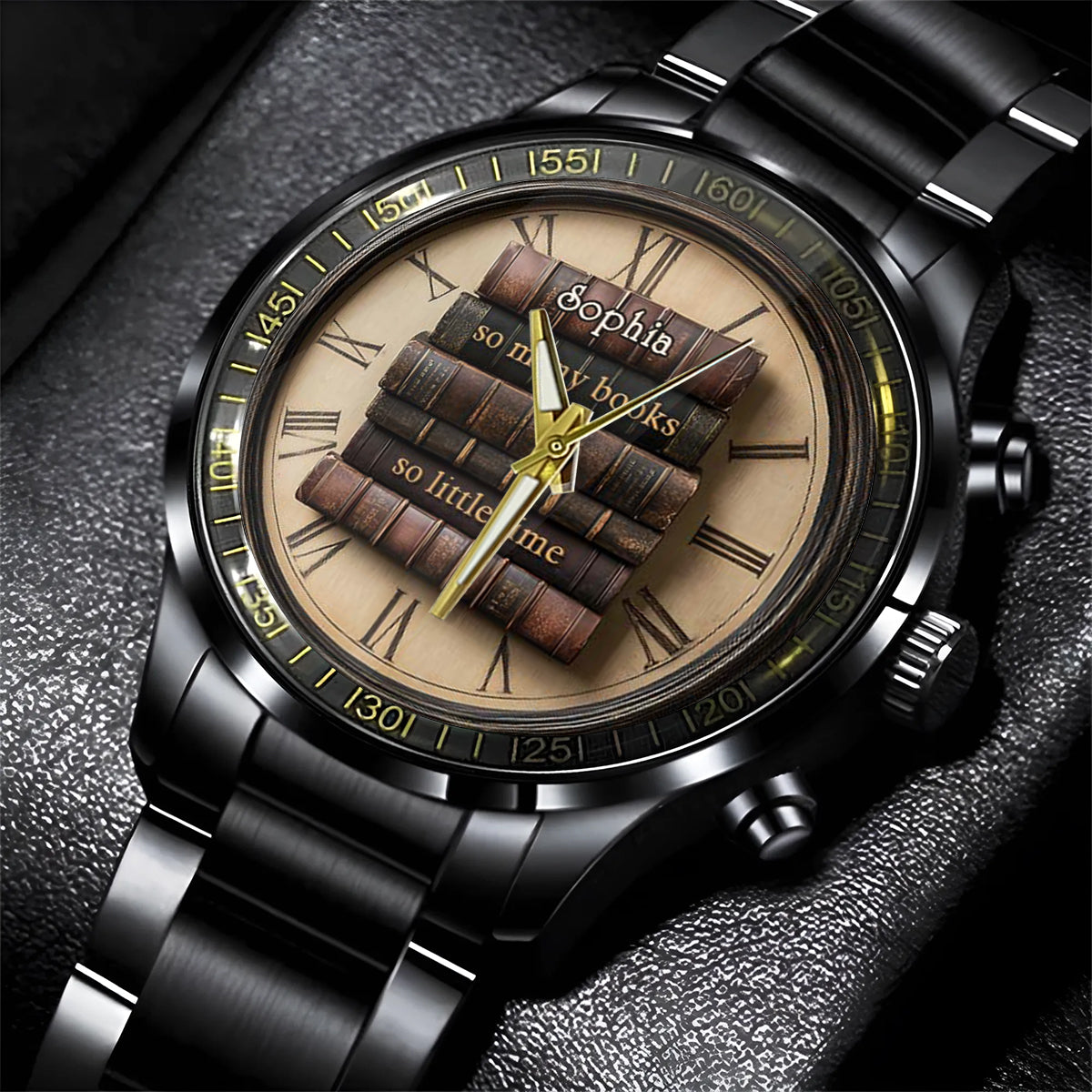 So viele Bücher, so wenig Zeit – personalisierte Buch-Handuhr