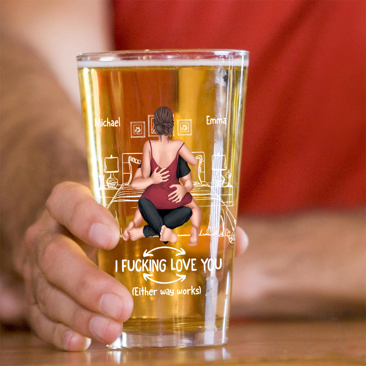Naughty Couple - Personalized Couple Beer Glass