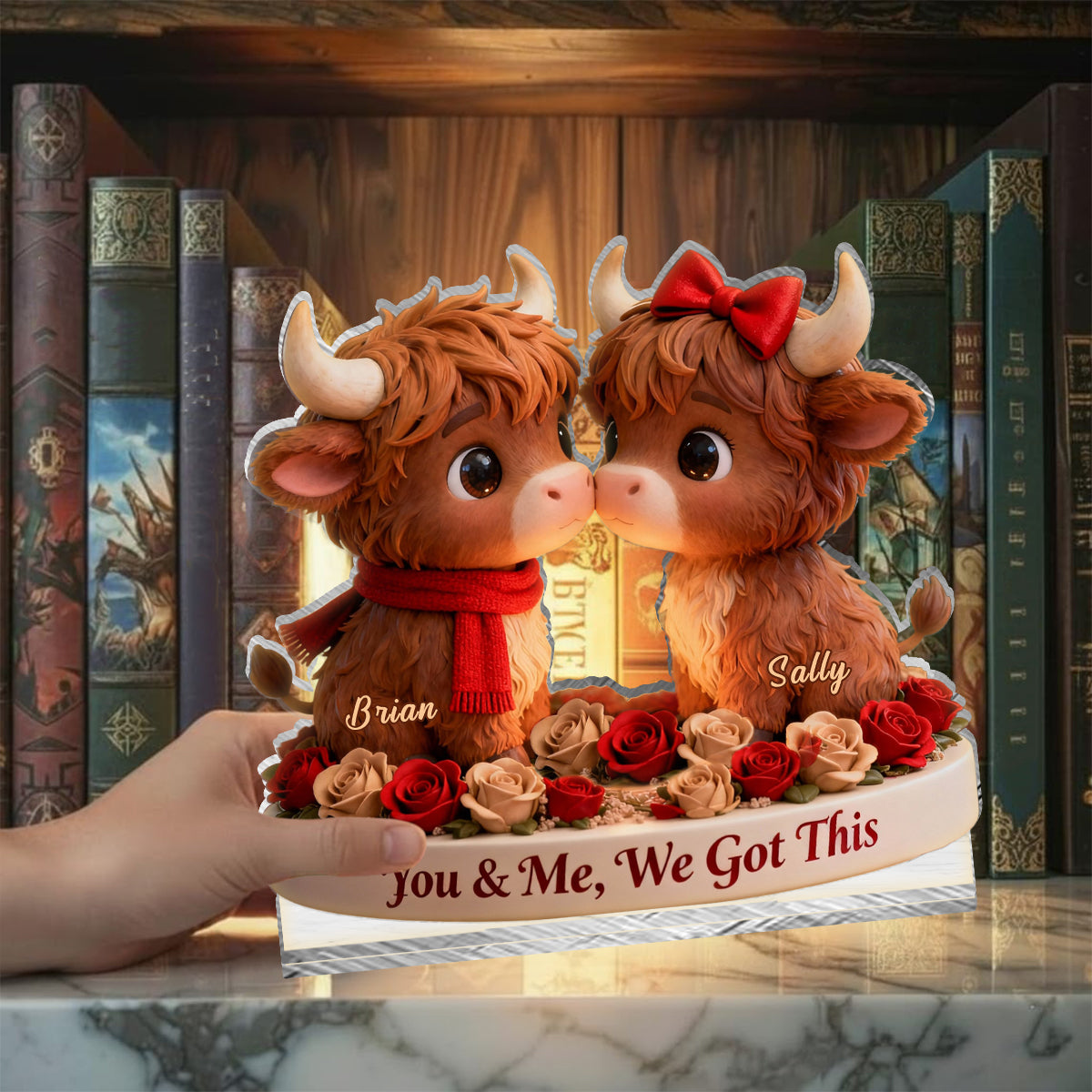 You & Me We Got This - Personalized Highland Cow Candle Holder Sign