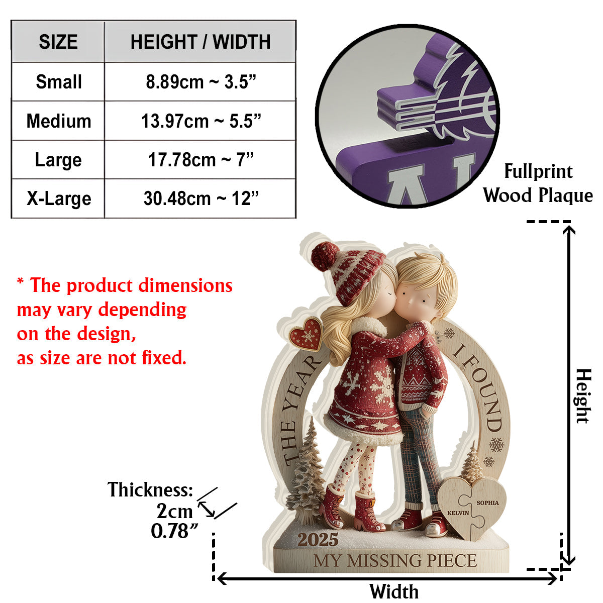 The Year I Found My Missing Piece - Personalized Couple Custom Shaped Wood Plaque