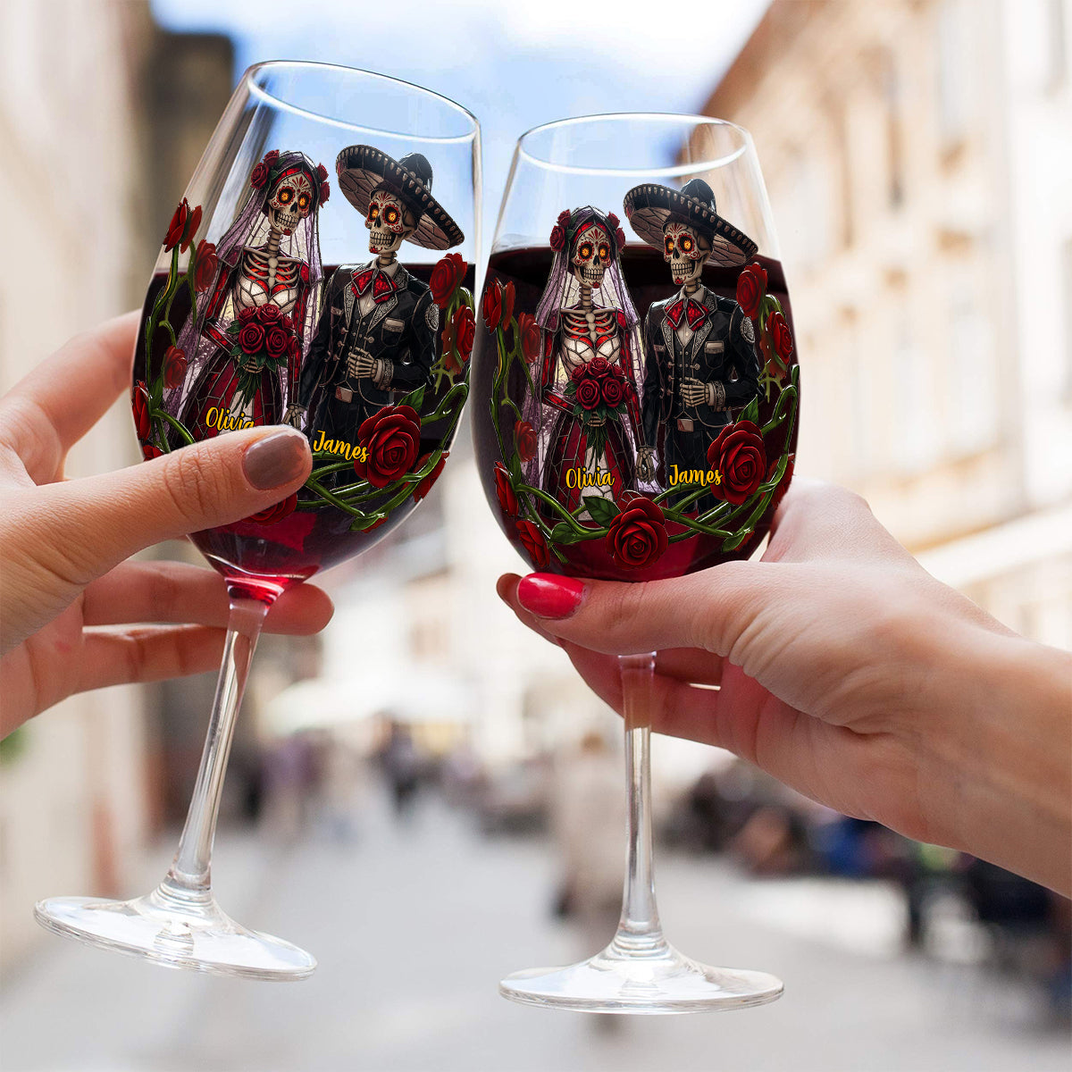 From Our First Kiss - Personalized Couple Wine Glass With Long Stem