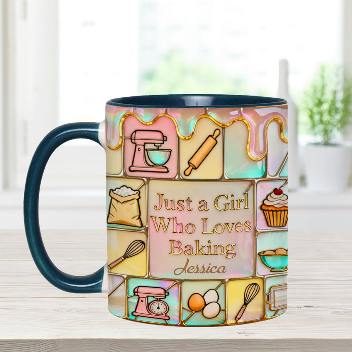 Juste une fille qui adore pâtisser - Mug personnalisé avec agitateurs en acrylique