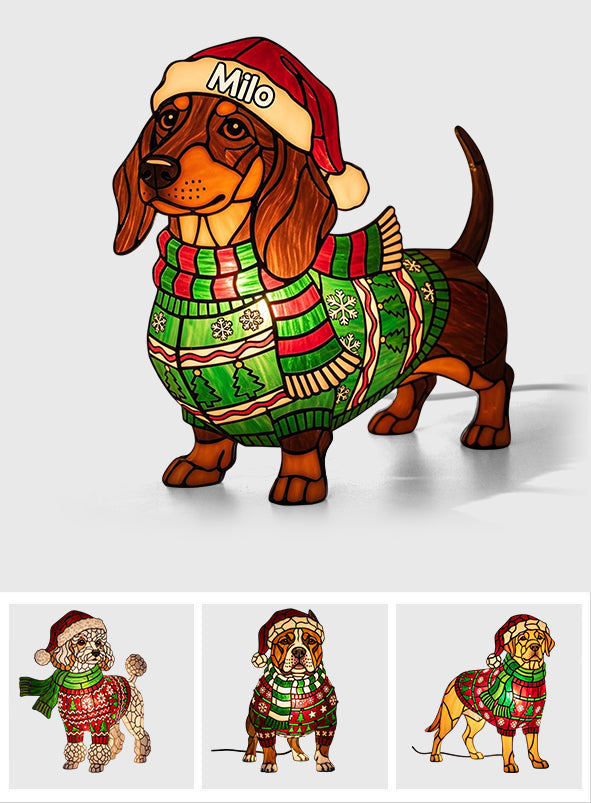 Merry Xmas Dogs - Personalized Dachshund Acrylic LED Night Light