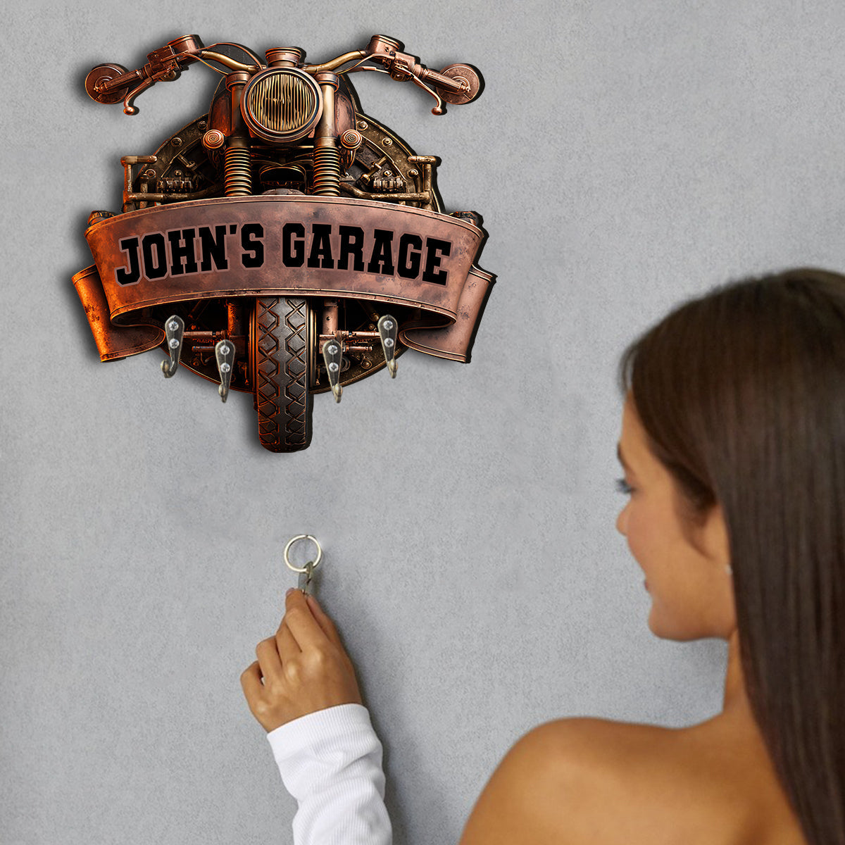 Motorcycle Garage - Personalized Biker Custom Shaped Hanging Rack