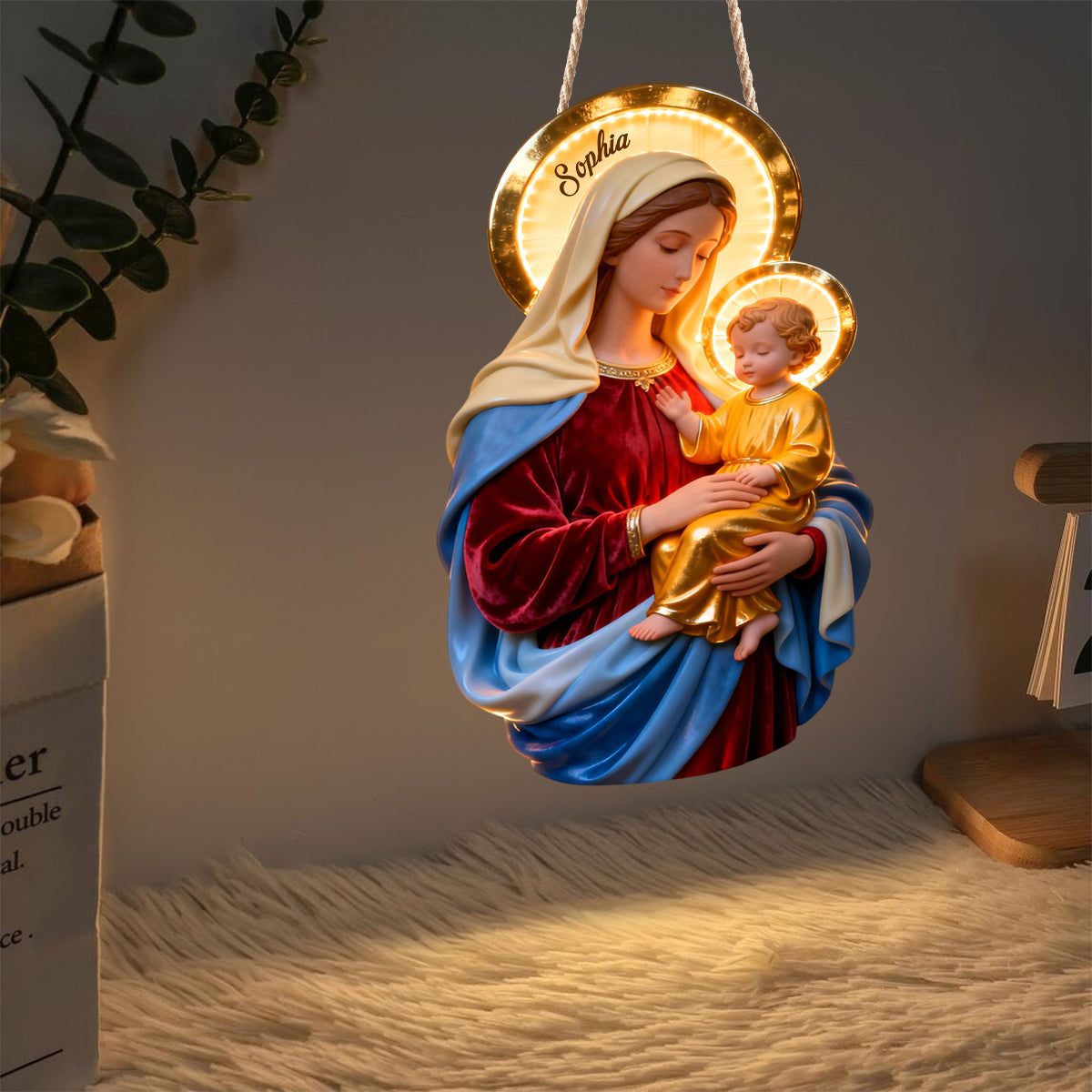 Vierge Marie - Panneau lumineux LED chrétien personnalisé en acrylique