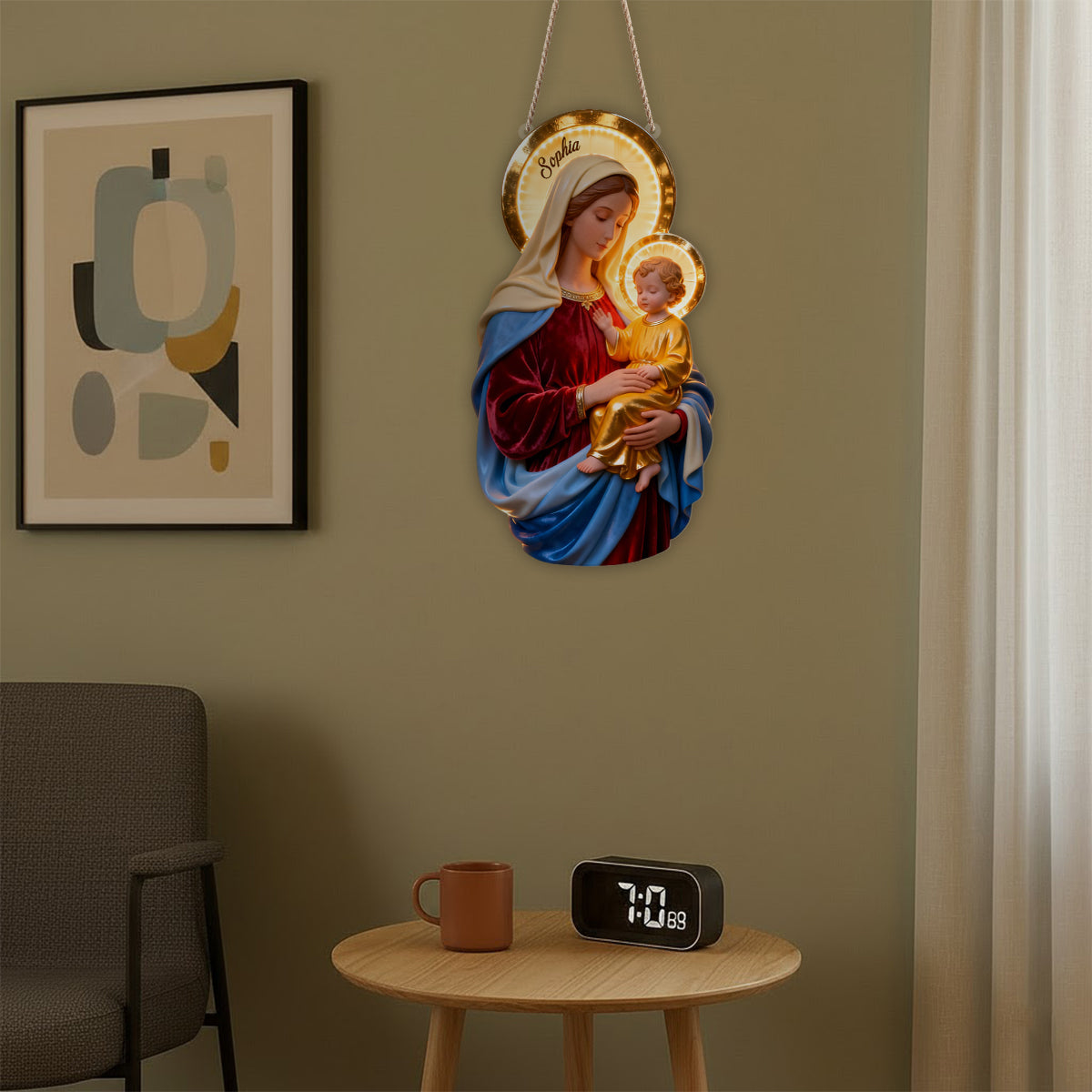 Vierge Marie - Panneau lumineux LED chrétien personnalisé en acrylique