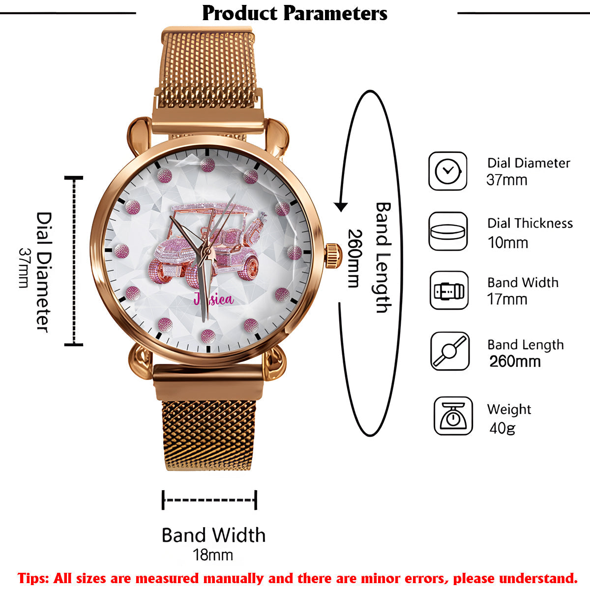 Goft Cart - Personalized Golf Women Hand Watch