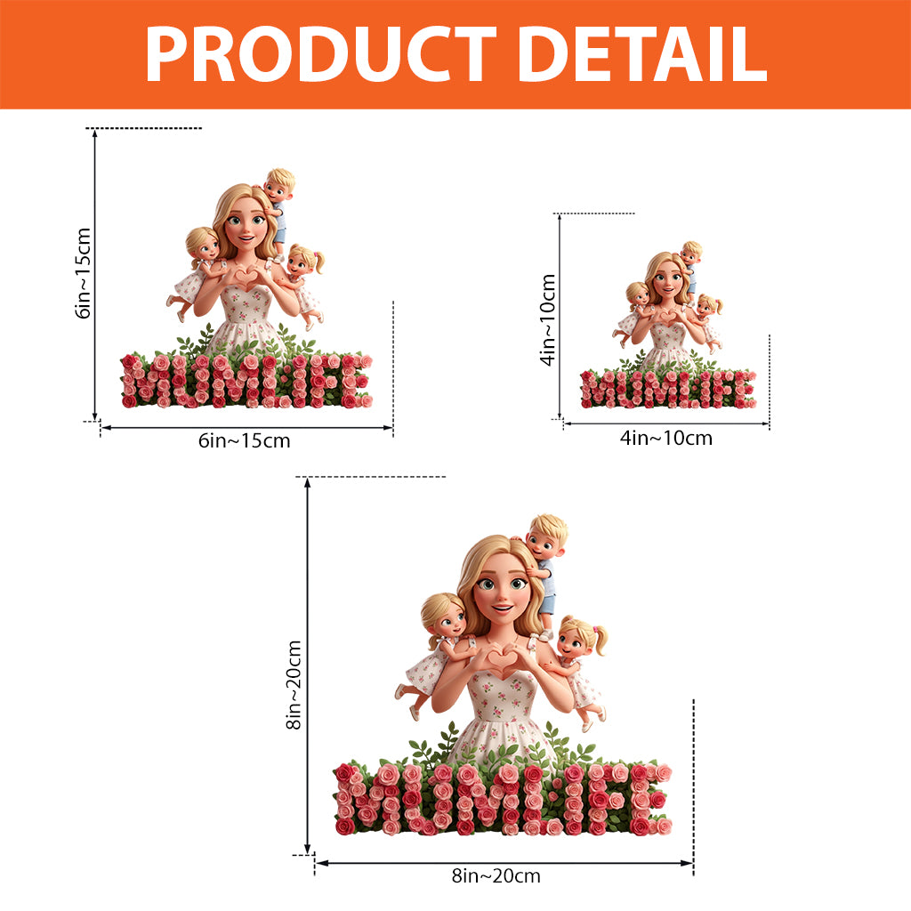 Herzförmige Hände mit Blume – Personalisierte Acrylplakette in individueller Form für die Mutter