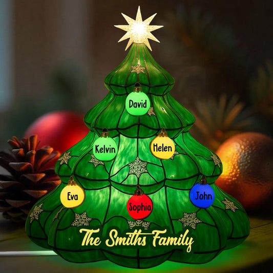Merry Xmas Family Christmas Tree - Personalized Family Acrylic LED Night Light
