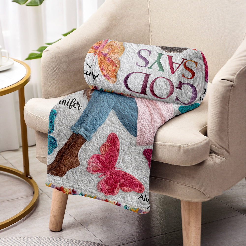 God Says You Are - Personalized African American Blanket