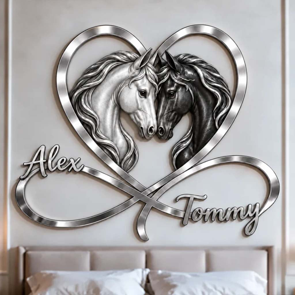 Love You Infinite - Personalized Horse 3D Printed Cut Metal Sign