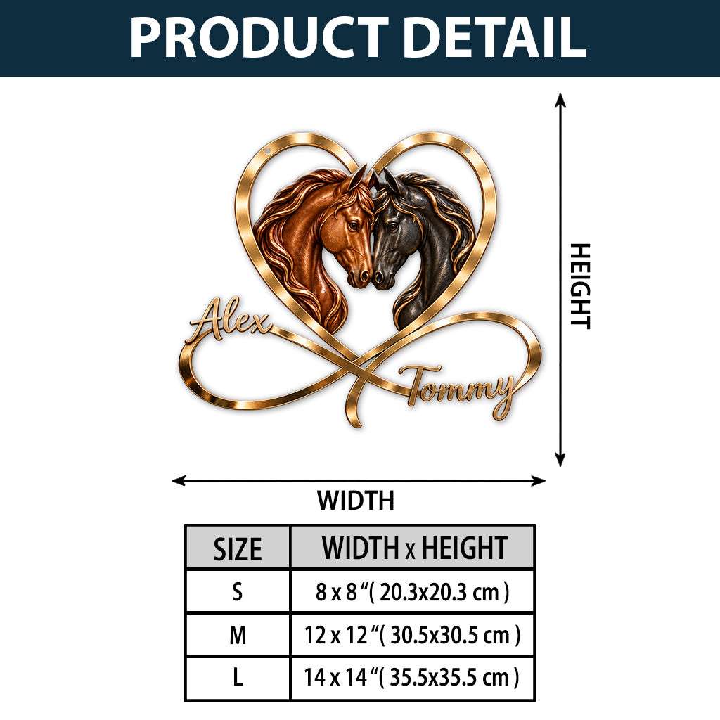 Love You Infinite - Personalized Horse 3D Printed Cut Metal Sign