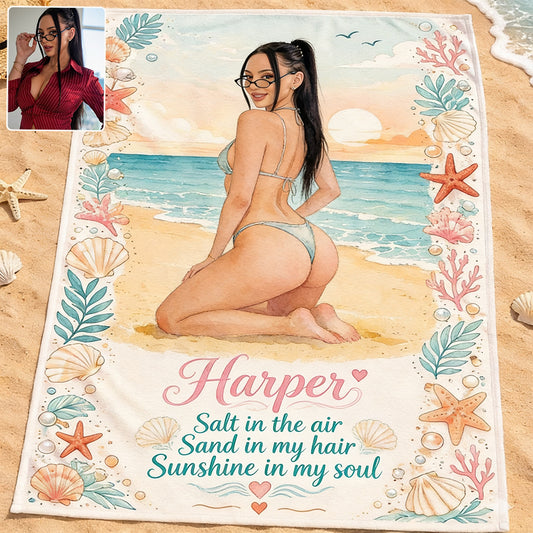 Sonnenschein in meiner Seele - Personalisierbares schnelltrocknendes Strandtuch/Badetuch