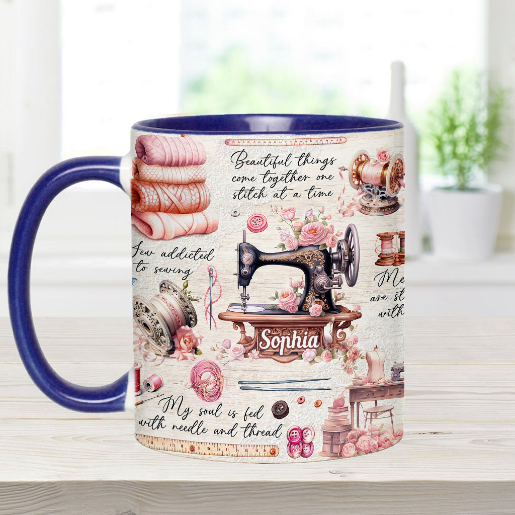 Accro à la couture - Mug personnalisé sur le thème de la couture
