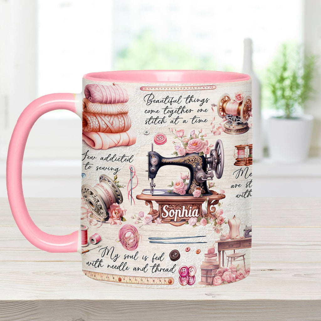 Accro à la couture - Mug personnalisé sur le thème de la couture