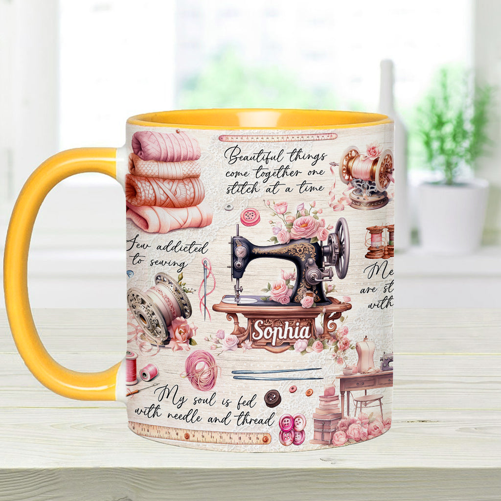 Accro à la couture - Mug personnalisé sur le thème de la couture