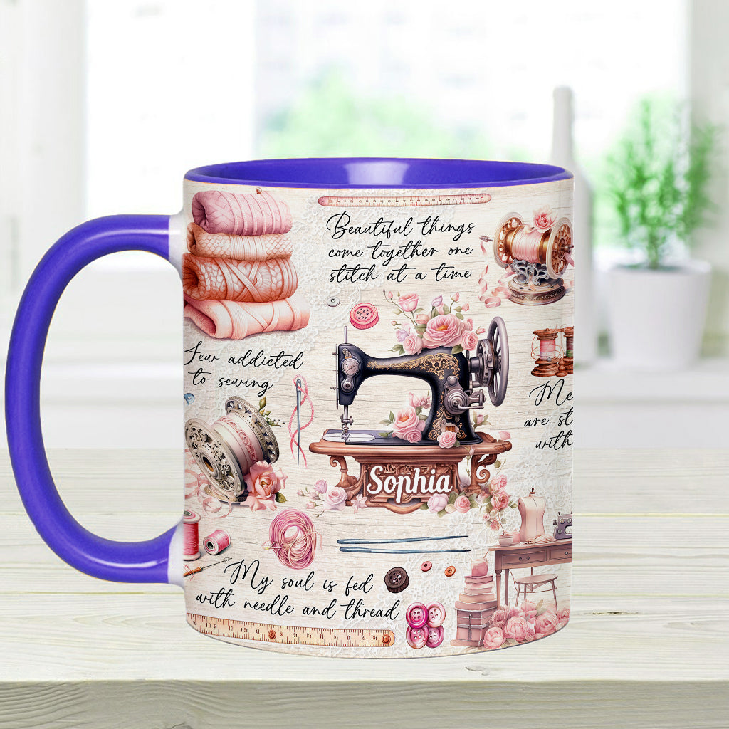 Accro à la couture - Mug personnalisé sur le thème de la couture